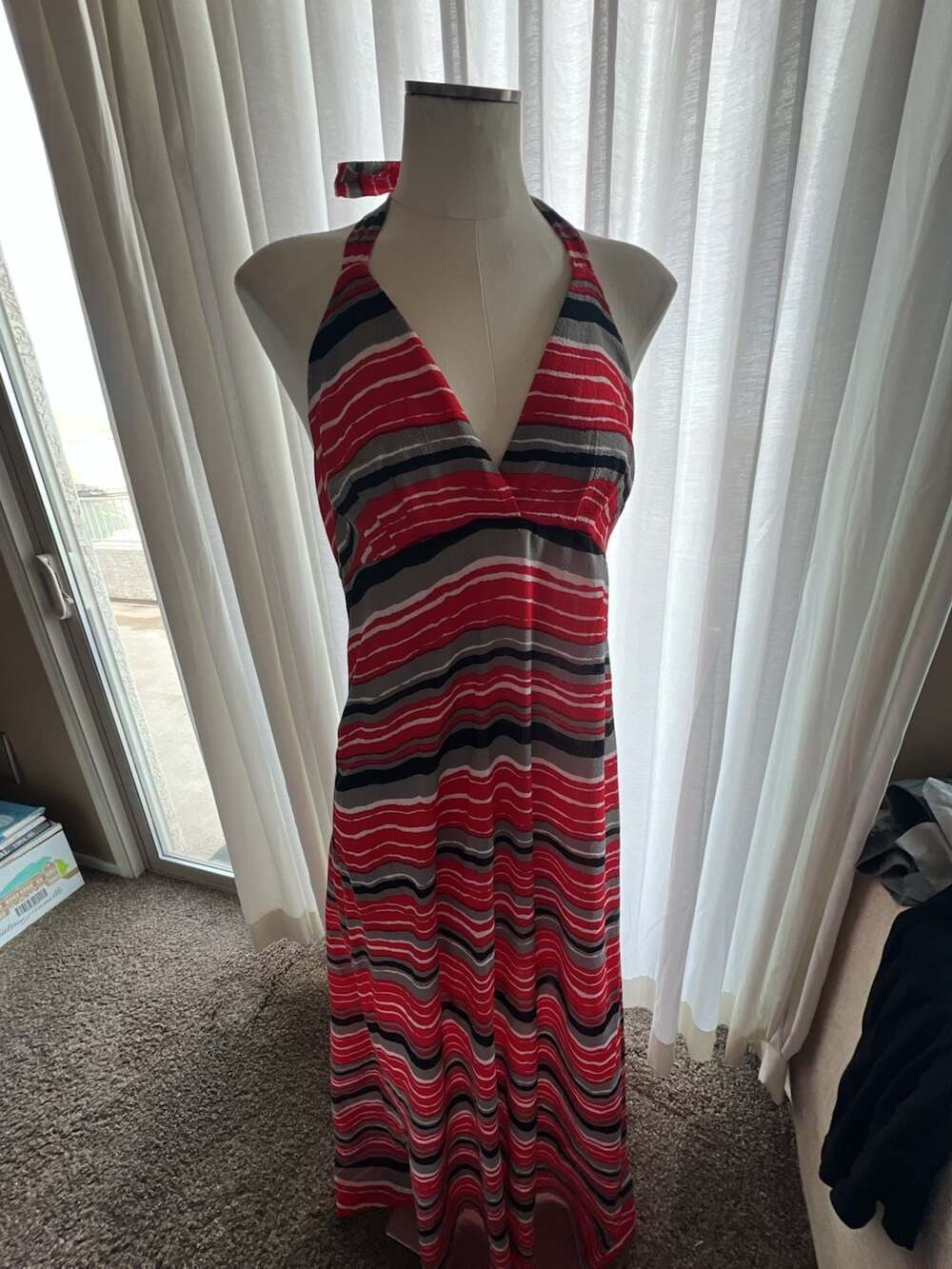 BB Dakota Striped Halter Neck Maxi Dress
